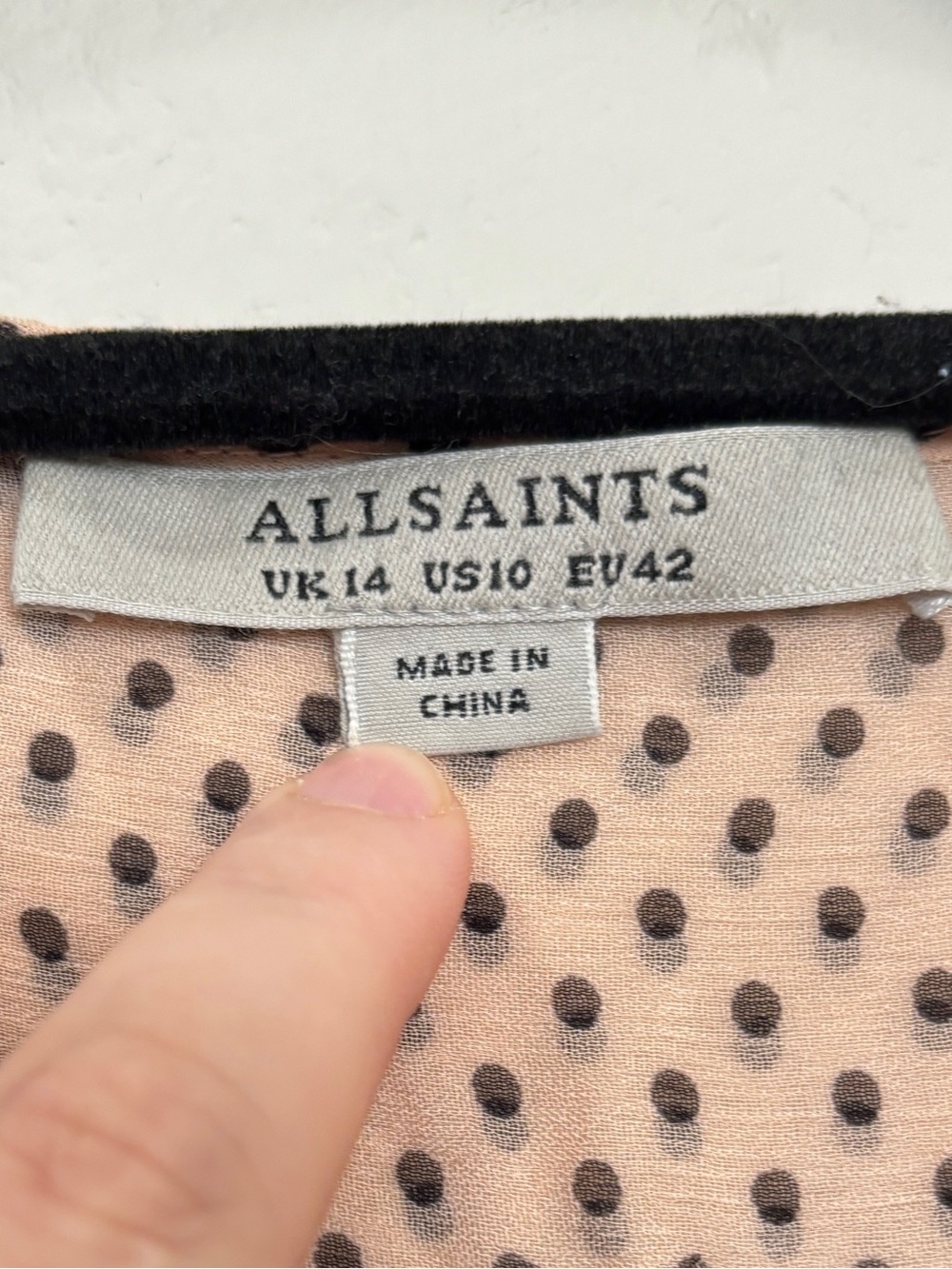 All Saints Penny Polka Dot Sheer Pink Blouse Size 10 - Picture 5 of 6